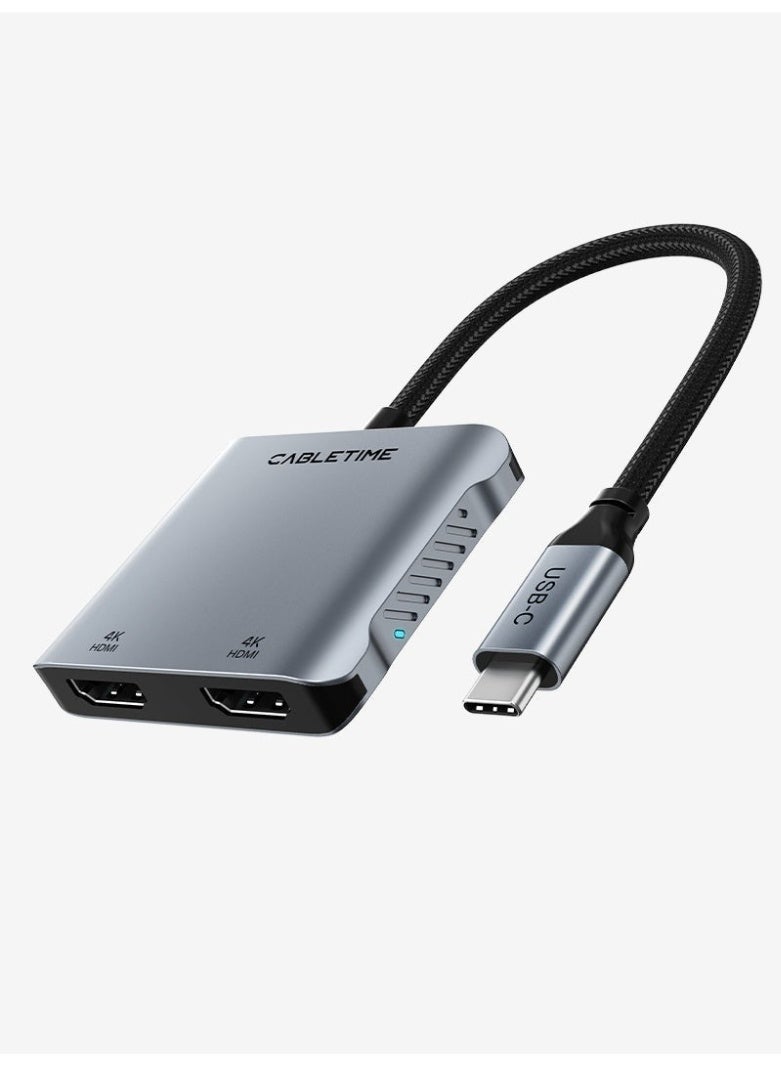 CABLETIME 4K60Hz USB C to DUAL HDMI HUB, Support MST - Image 1